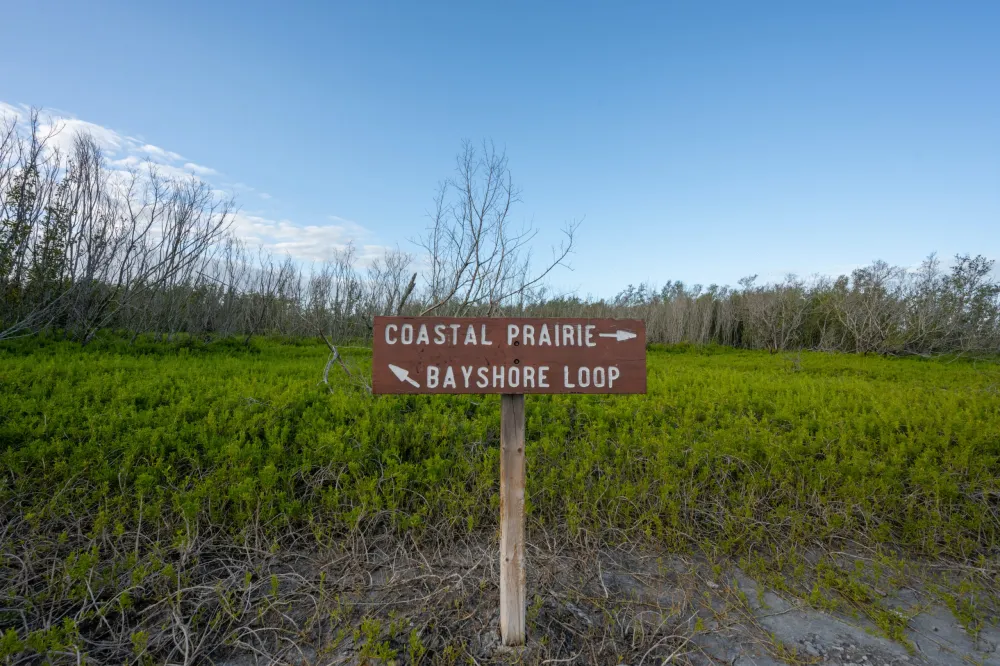 Coastal Prarie and Bayshore Loop Split Sign